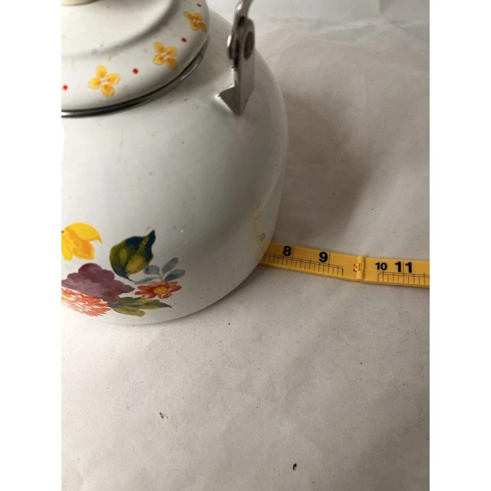 The‎ Pioneer Woman Blooming Bouquet Whistling Tea Kettle White EUC